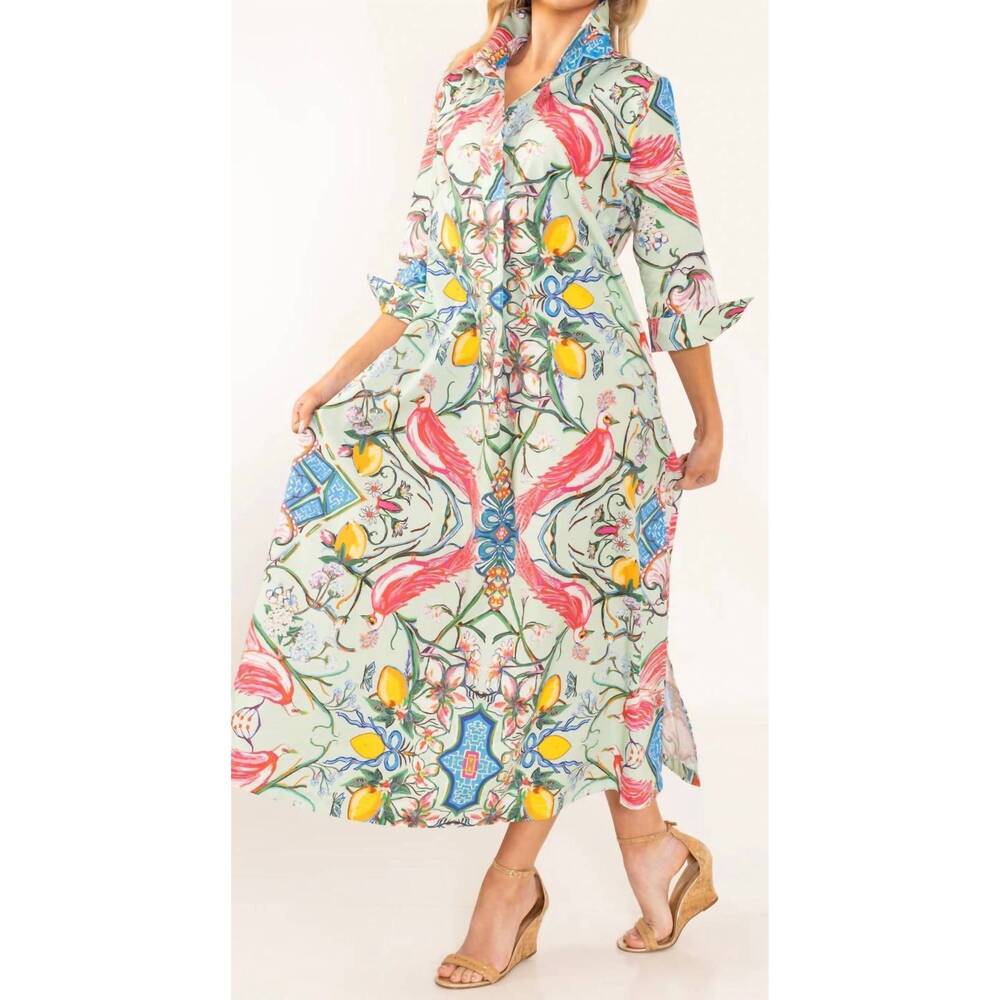 NEW HOUSE OF MBR long shirt dress in mint chinois